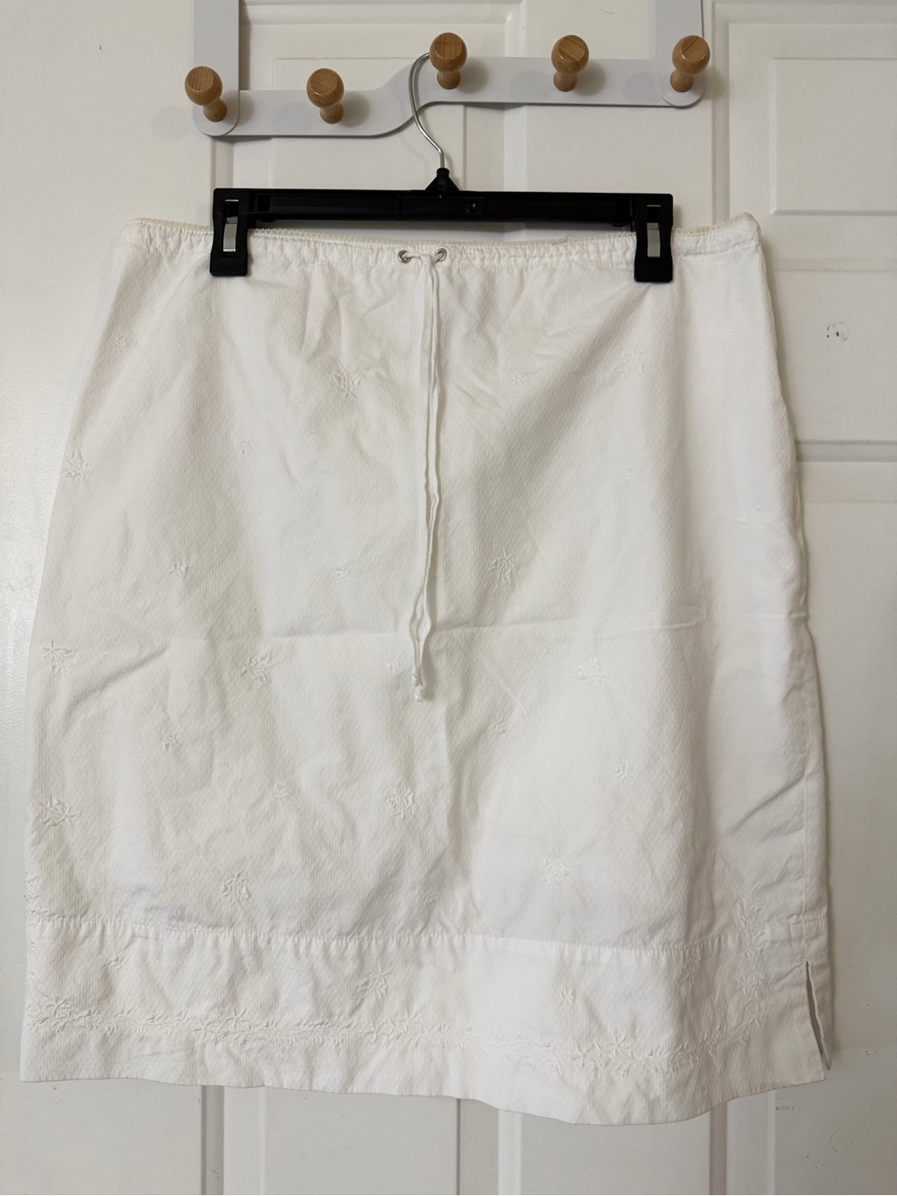 Vintage Ann Taylor LOFT White Cotton Ethnic Embroidered Boho Skirt - Size 14